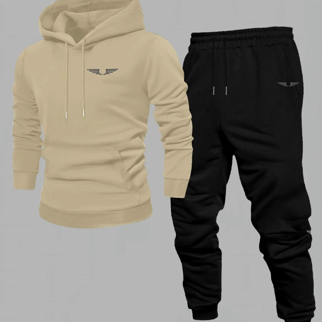 Men's American Streetwear Hooded Sweatshirt – Color Block Long Sleeve Casual Top