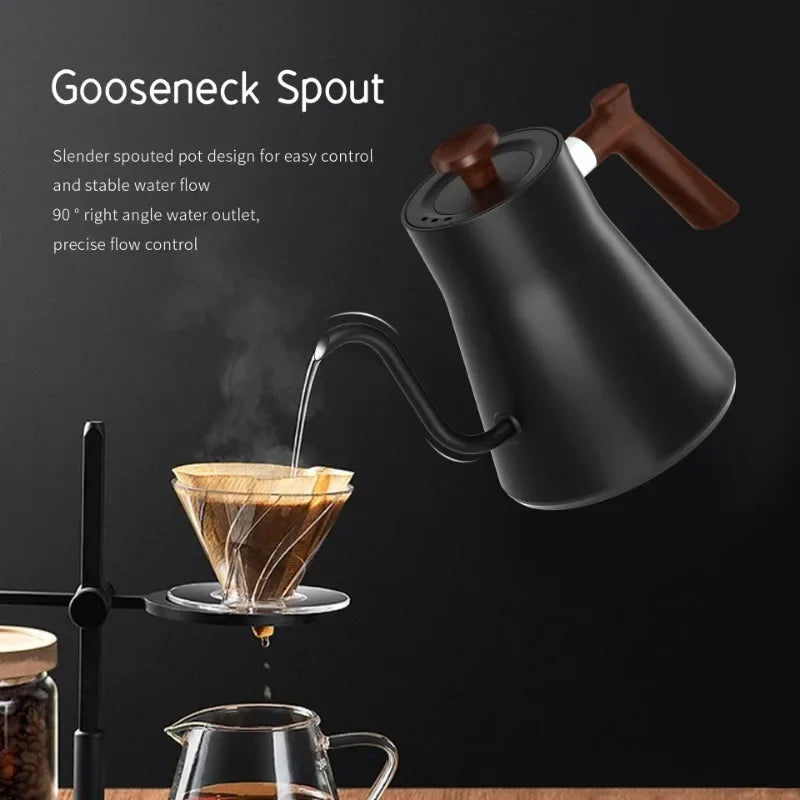 900ml Electric Gooseneck Kettle – 1200W, Stainless Steel, Temperature Control for Coffee & Tea