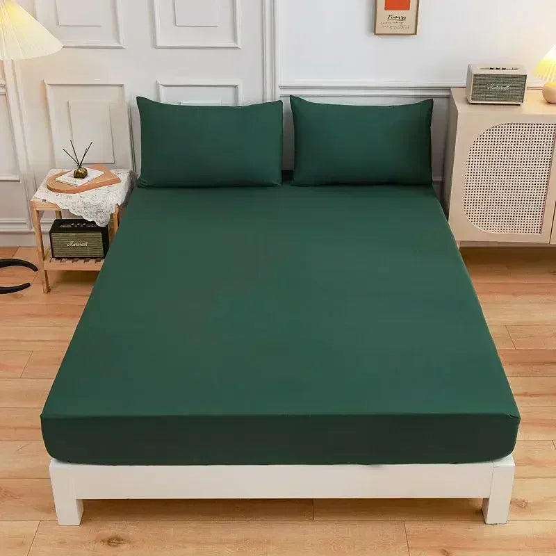 High-Quality Elastic Fitted Sheet – Solid Color Mattress Cover, 80–200cm, Single to King
