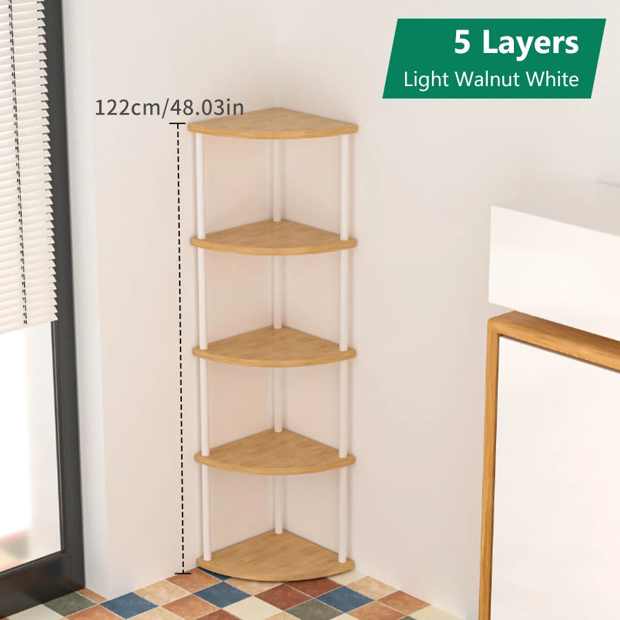 Metal Corner Wall Shelf — 3/4/5/6 Tier Plant Rack, Bookshelf & Living Room Storage