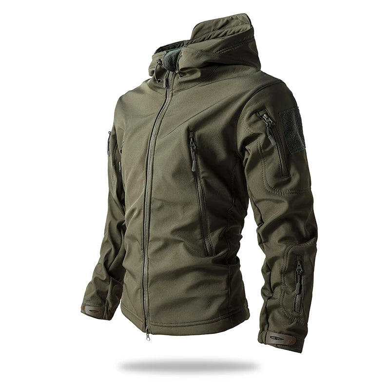 Men's Soft Shell Tactical Fleece Hooded Jacket