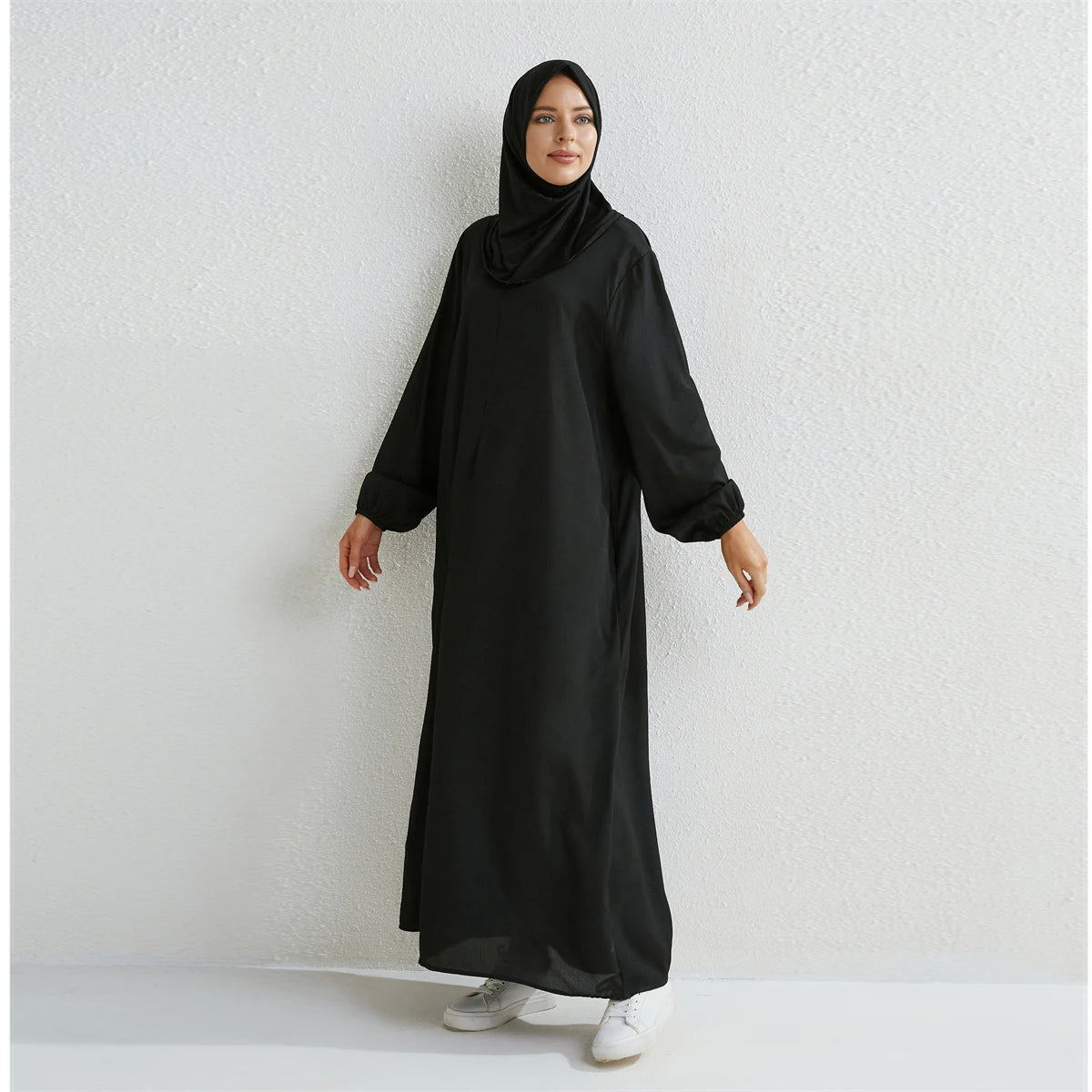 Muslim Floral Printed Full Sleeve Maxi Robe — Loose Modest Long Casual Dress