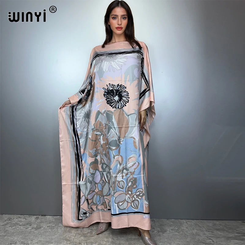 Batwing Maxi Printed Loose Dress — Fashion Design Elegant Party Summer Dress