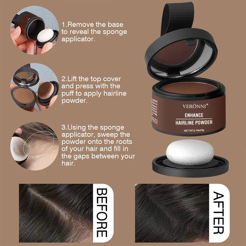 Waterproof Hairline Shadow Powder — Instant Root Cover & Scalp Filler (4g)