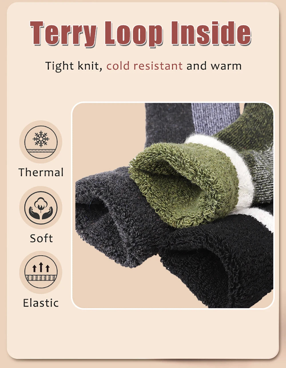 Men's Thick Wool-Blend Crew Socks, 3 Pairs