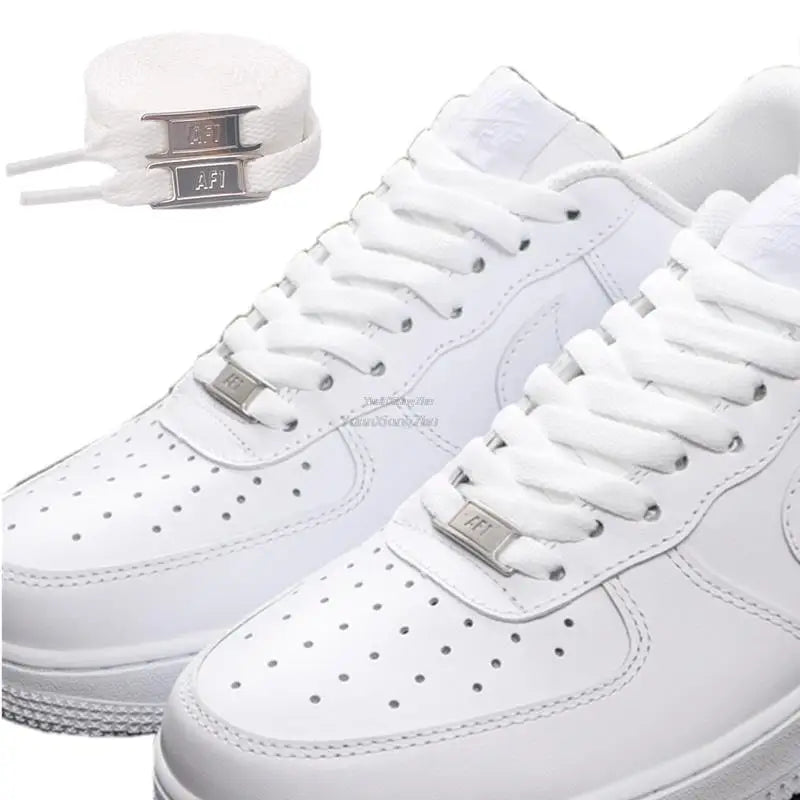 AF1 Shoelaces Combination Set — White Flat Laces & Shoe Decoration for Air Force One Sneakers