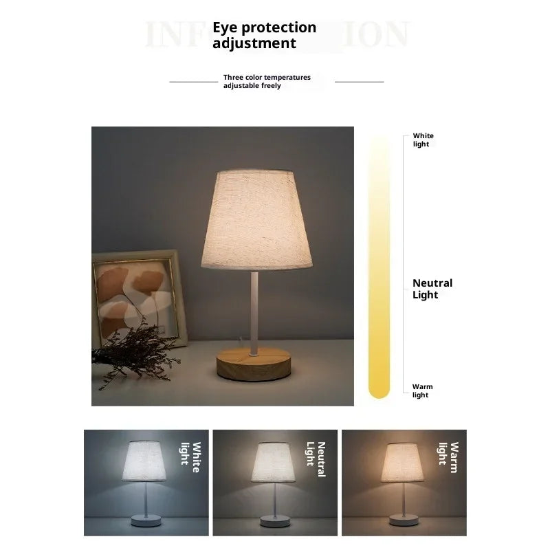Fabric Shade Table Lamp – Compact LED Bedside Light