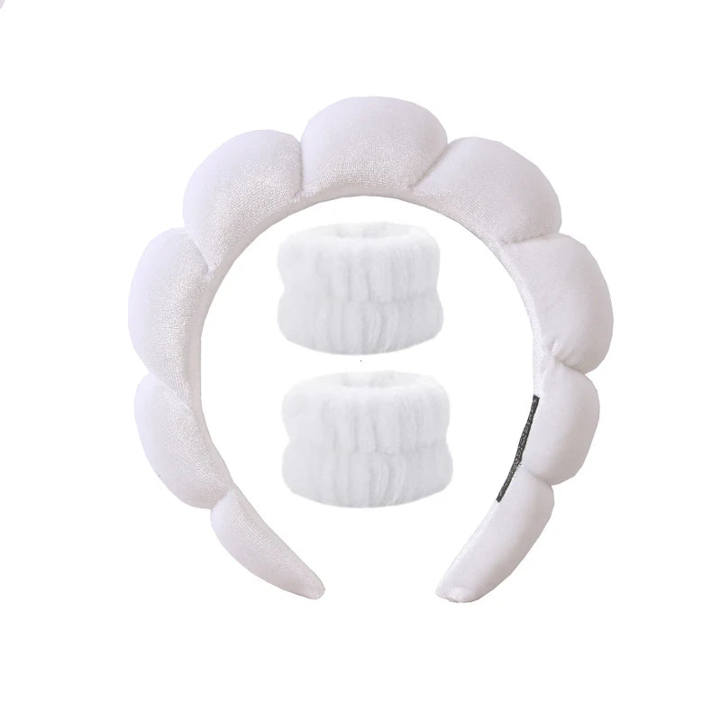 Puffy Spa Headband & Wristbands Set — 3 Pack