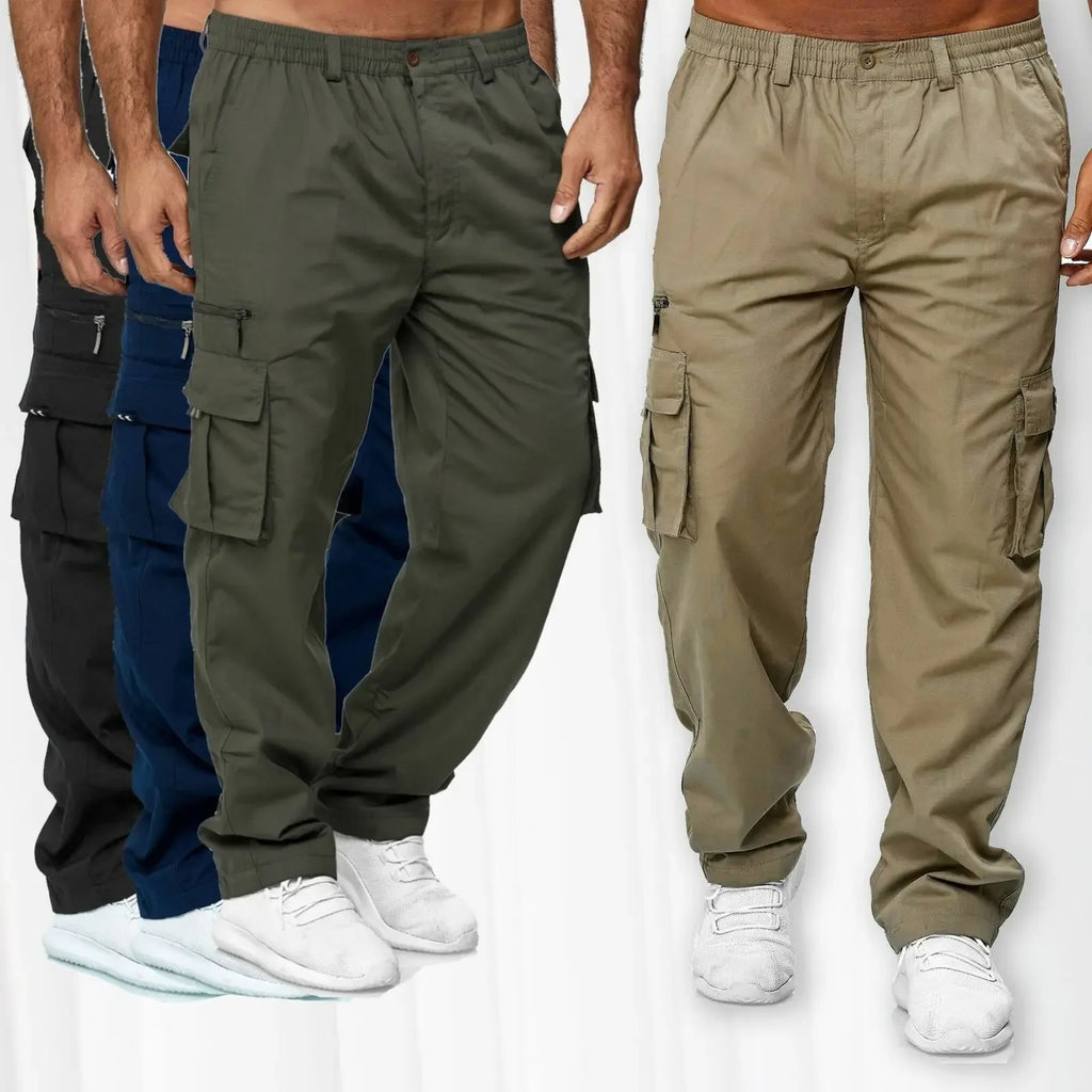Men's Multi-Flap Pocket Straight Pants — Utility Casual Trousers