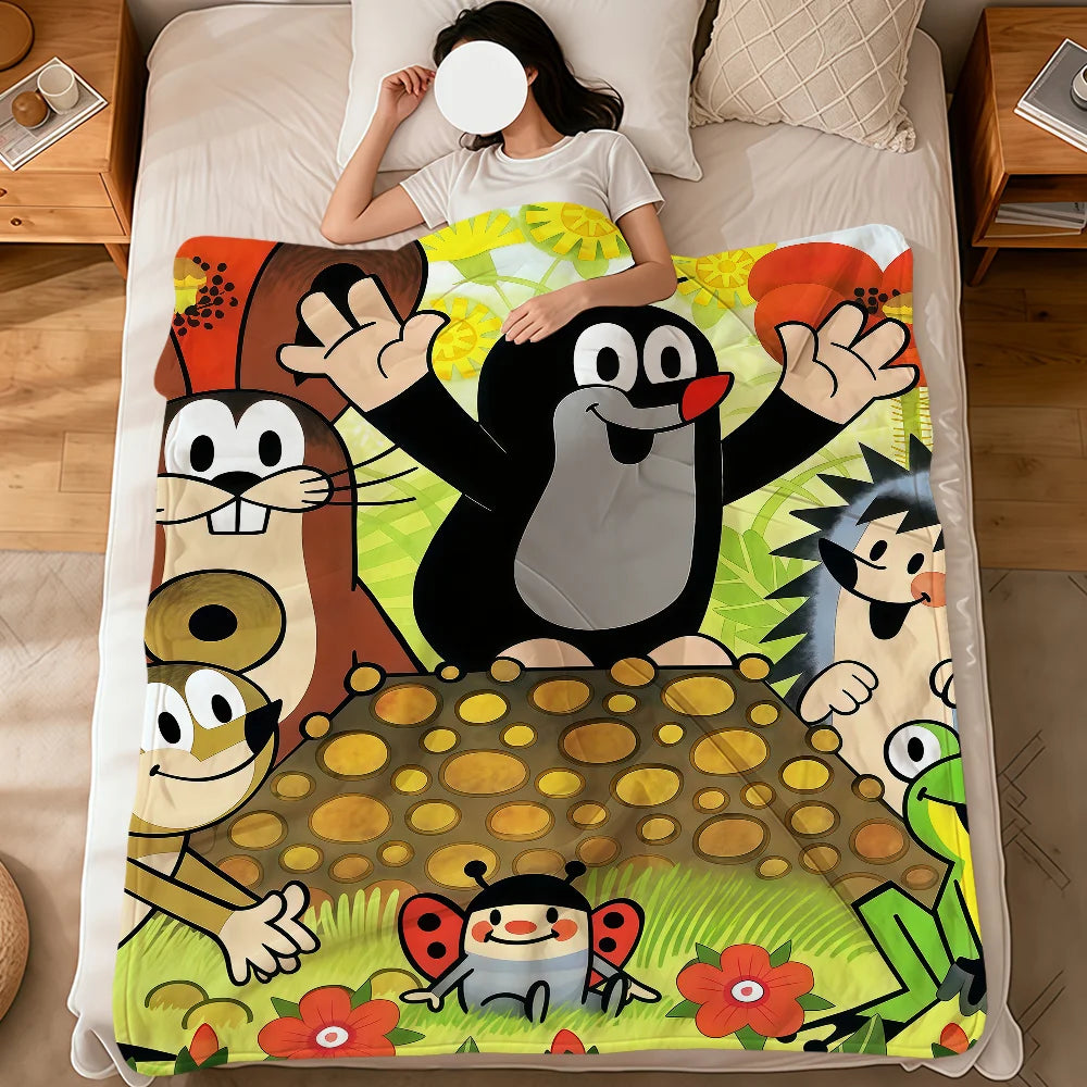 Cartoon Mole Soft Warm Plush Flannel Blanket – Cozy Sofa & Bed Throw, Nap Blanket