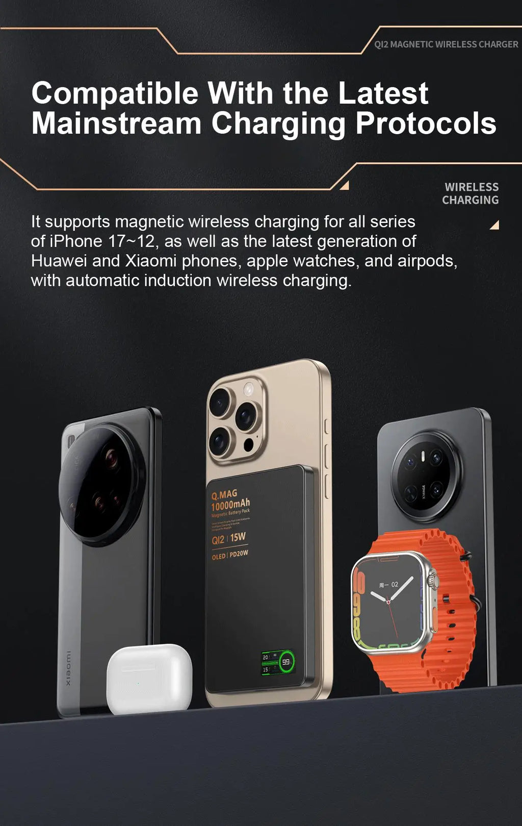 Qi2 Magnetic Power Bank — 15W MagSafe Fast Wireless Charging for iPhone