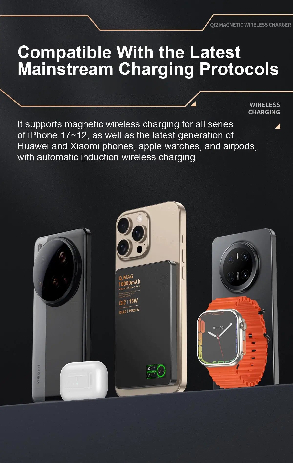 Qi2 Magnetic Power Bank — 15W MagSafe Fast Wireless Charging for iPhone