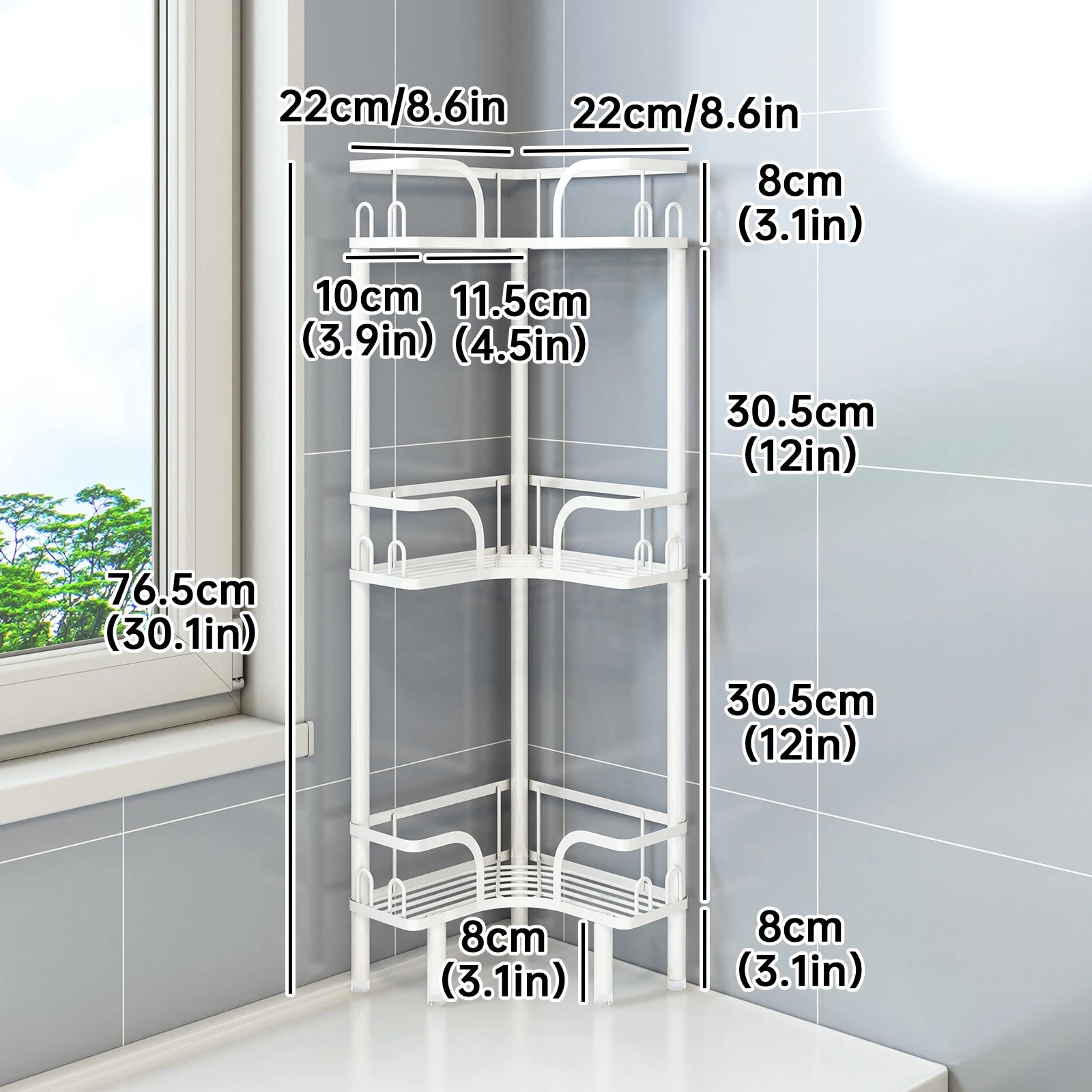 Bathroom Corner Shelf — Multi-Layer Freestanding Storage Rack for Shower & Bath Supplies