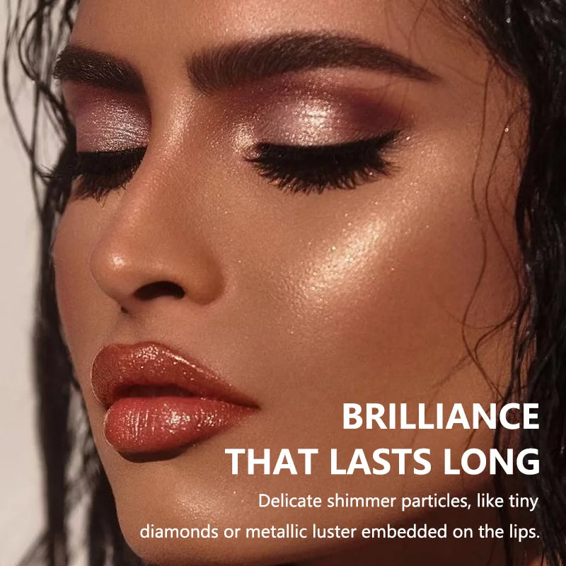 Pearlescent Glitter Velvet Lipstick — Waterproof Matte Shimmer Diamond Finish