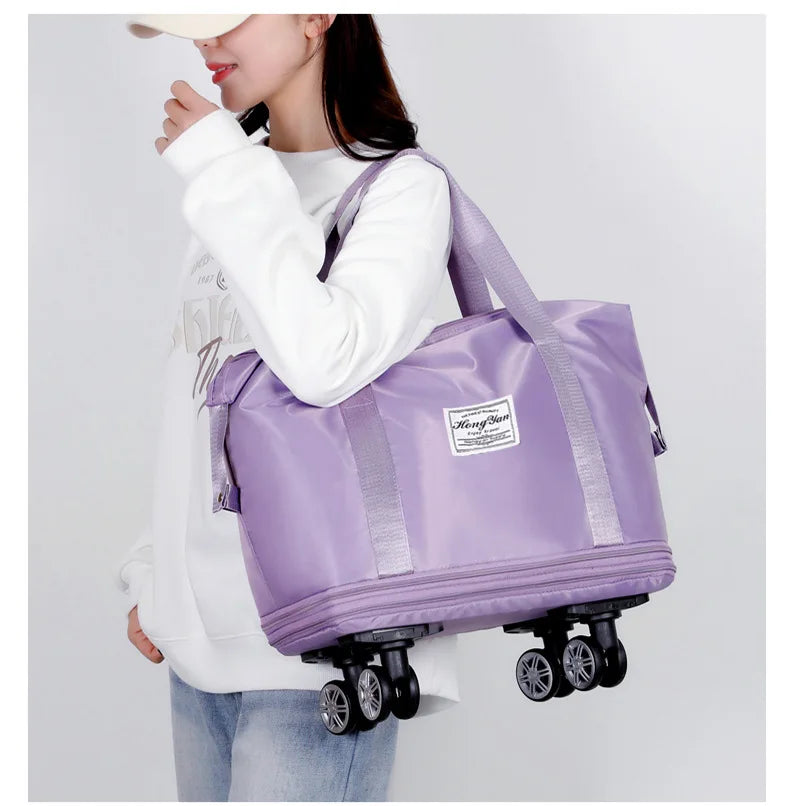 Expandable Fitness Travel Bag – Wet-Dry Storage & Wheels