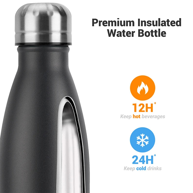 WATERSY 500ml Insulated Vacuum Flask – 304 Stainless Steel Double-Wall Thermal Water Bottle, 12–24hr, 18 Colors
