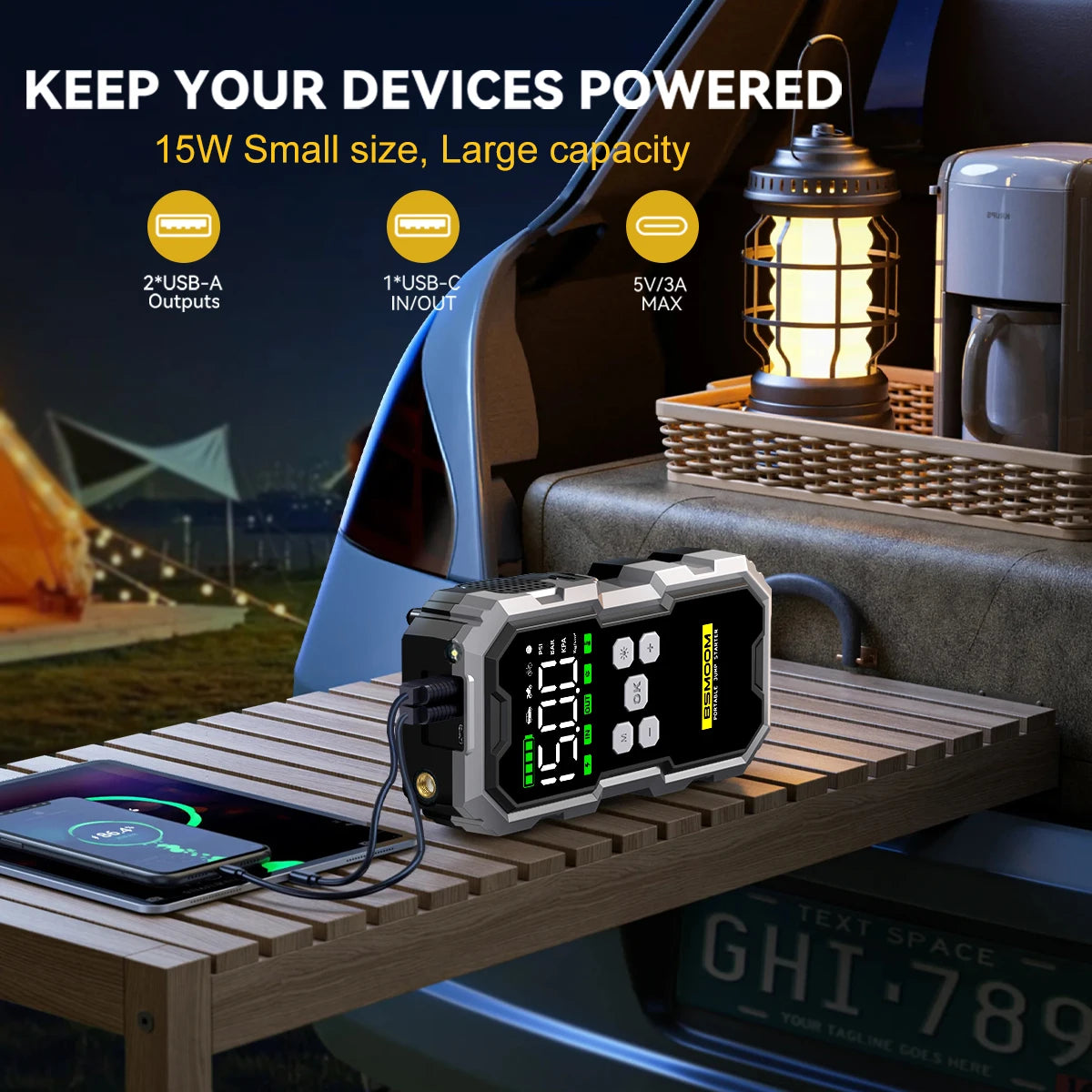 BIUBL 7000A Car Jump Starter with Air Compressor — 30000mAh Power Bank, 12V, Multi-Function