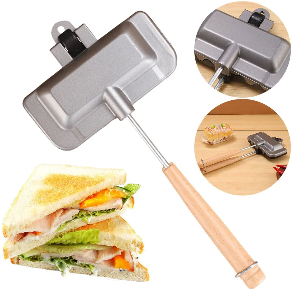 Non-Stick Double-Sided Grill Pan – Waffle, Pancake, BBQ, Hot Dog & Sandwich Fry Pan, Aluminum Alloy
