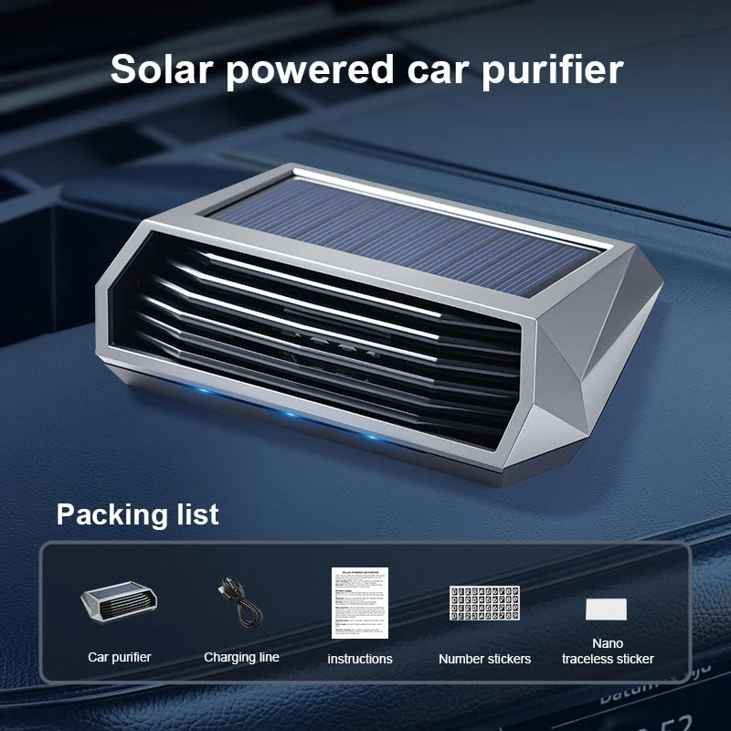 Solar and USB Car Ozone Generator, Dark Grey