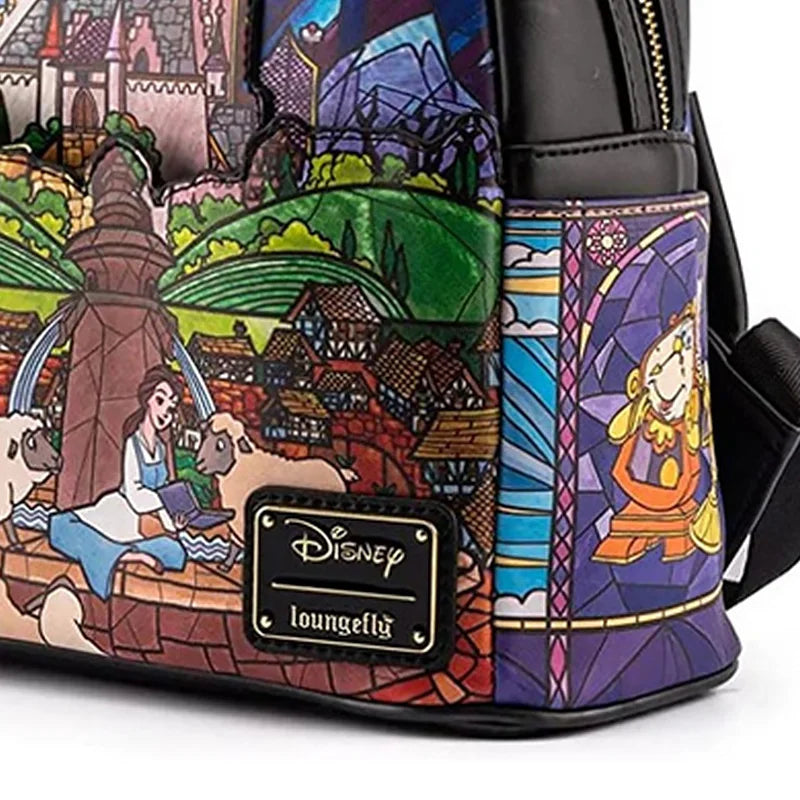 Loungefly-Style Princess Castle PU Leather Backpack – Women's Double Strap Shoulder Bag