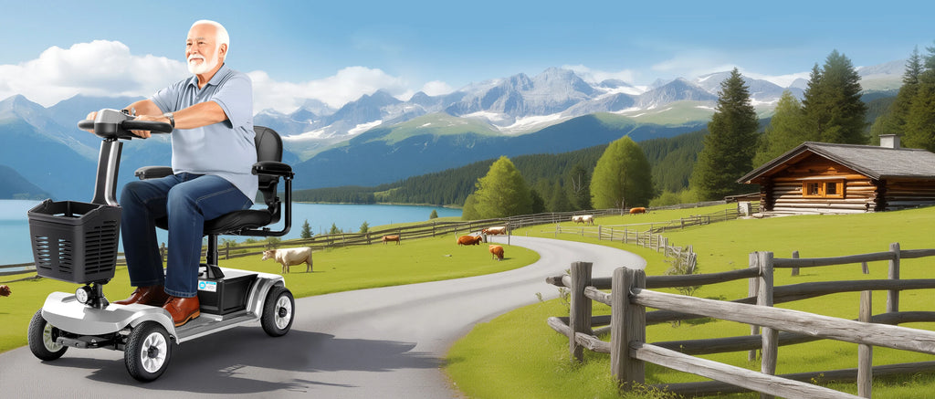 Foldable Travel Mobility Scooter for Seniors, Magnetic Brake