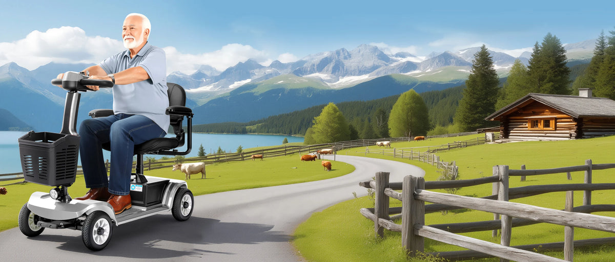 Foldable Travel Mobility Scooter for Seniors, Magnetic Brake