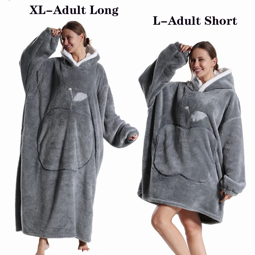 Oversized Wearable Blanket Hoodie – Plush Fleece with Sleeves, Hood & Pocket, 40 Designs