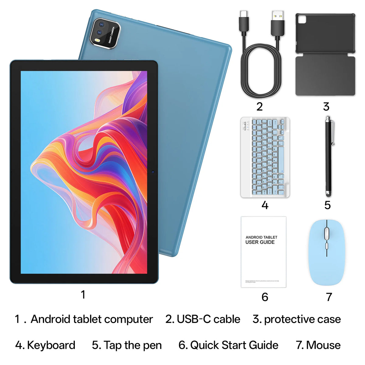 BAKEN 10" Android 16 Tablet – 12GB RAM, 64GB, Wi-Fi, Dual Camera, Case & Keyboard Options