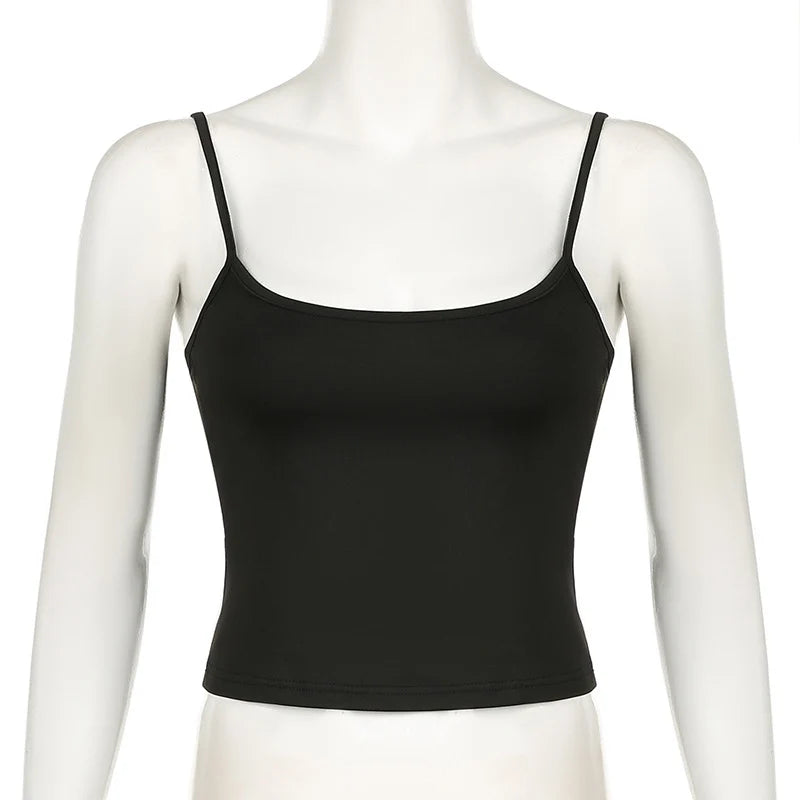 Women's Y2K Harajuku Spaghetti Strap Cropped Top – Vintage Sleeveless All-Match Summer Top