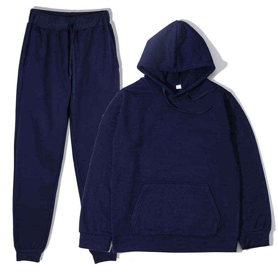 Men's Solid Color Hoodie & Pants Tracksuit Set – Fashionable Casual Sport (S–3XL)