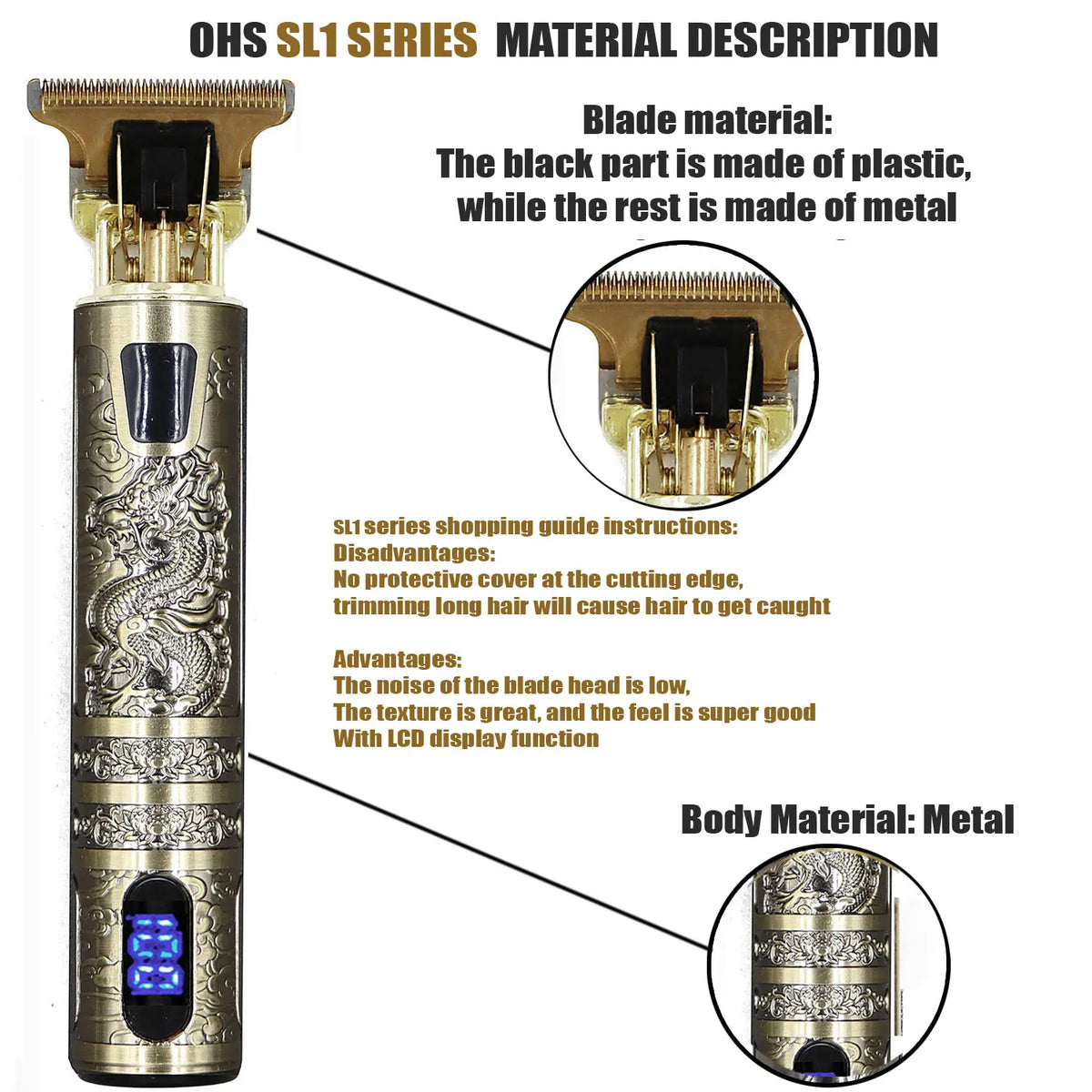 OHS T9 Hair Clipper – Titanium Blade, 0mm Barber Shaver, Beard & Body Trimmer