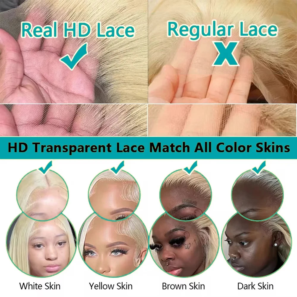 613 Blonde Body Wave Lace Front Wig | 13x4 13x6 Skin Melt HD Lace 200%–220% Density Brazilian Human Hair