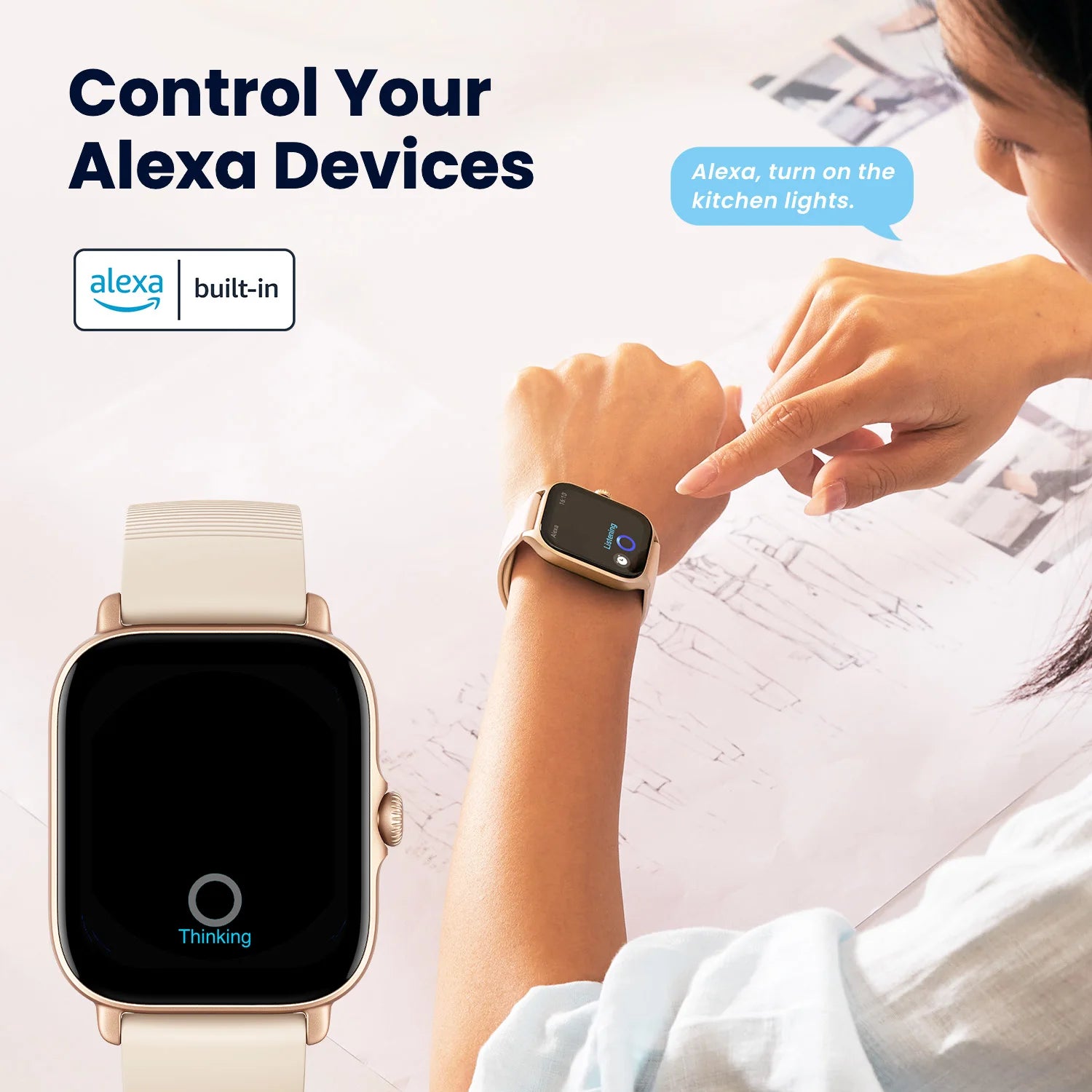 Amazfit GTS 4 Mini Smartwatch – Alexa Built-In 24H Heart Rate Monitor 150 Sports Modes