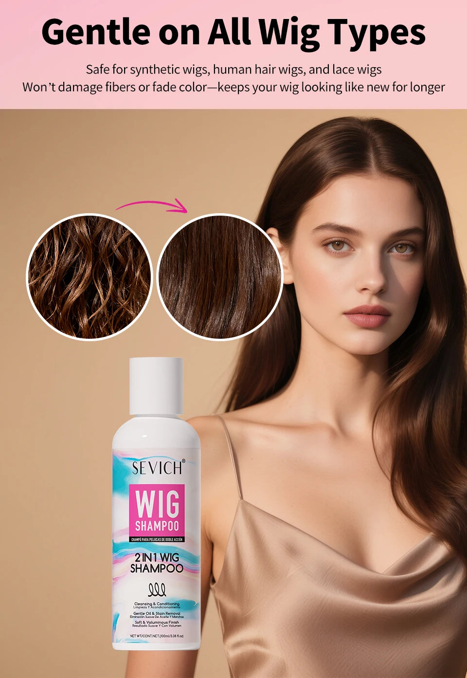 SEVICH Professional Wig Hair Care Products Wig Smoothing Keratin Hair Mask Oil Control Deep Cleansing Wig Shampoo Wig Care Spray
