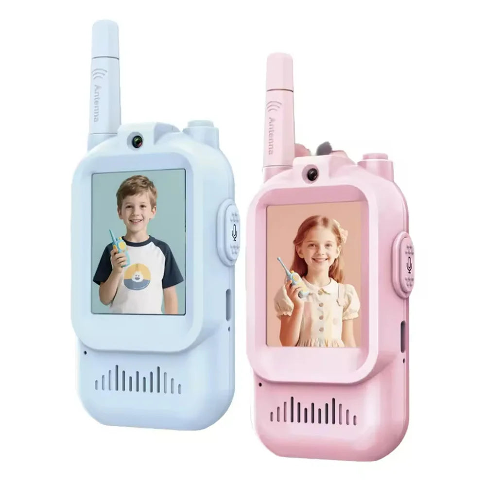 Kids Video Walkie Talkies 2-Pack – HD Screen, Face-to-Face Video, Voice Effects, 400m Range, No WiFi