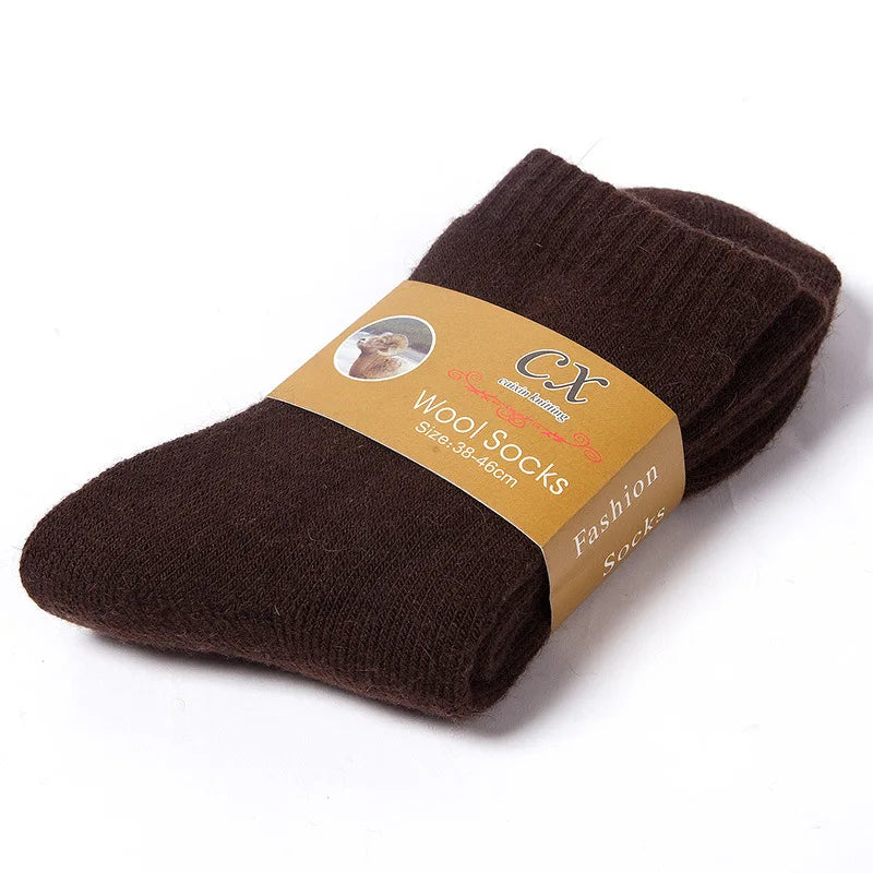 Thick Wool-Blend Winter Socks in Solid Colors