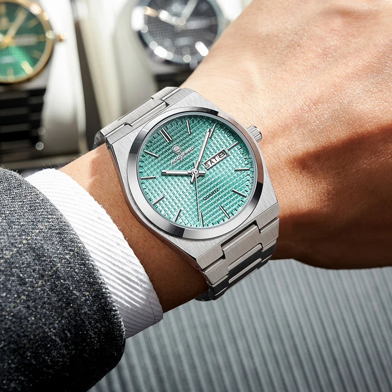 PAAZOMU Men's Luxury Waterproof Quartz Watch | Luminous Date Week Stainless Steel Sport Wristwatch