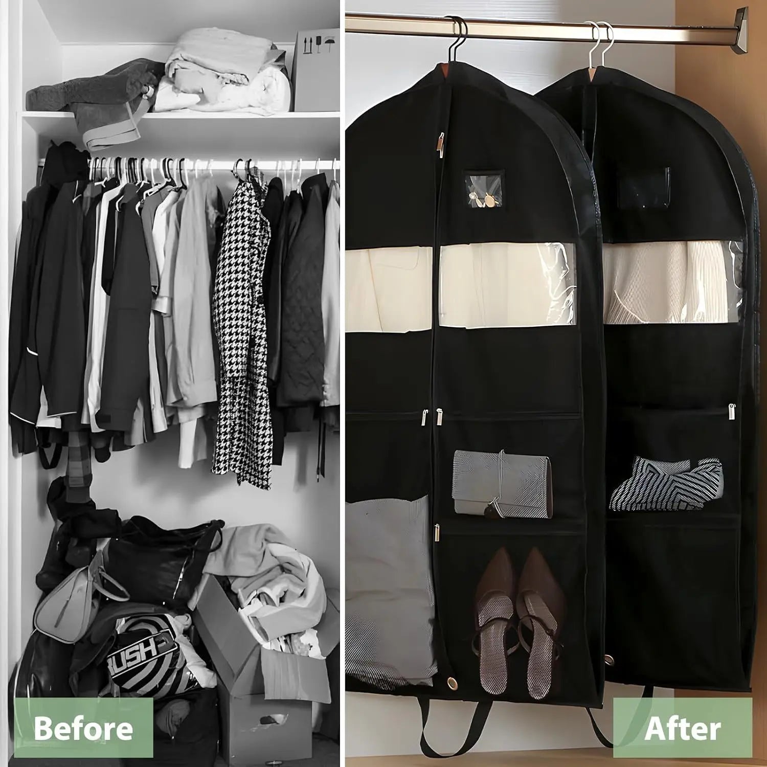 Foldable Garment Bag with Zipper — Hanging Suit & Dress Travel Bag with Handles