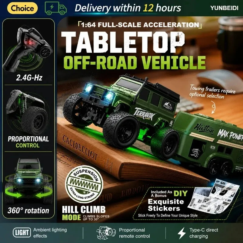 1/64 Scale Mini 4WD RC Drift Racing Car – Type-C Rechargeable Desktop Racer