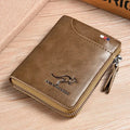 Men's RFID Leather Business Wallet – Zipper Card Holder Purse with RFID Protection