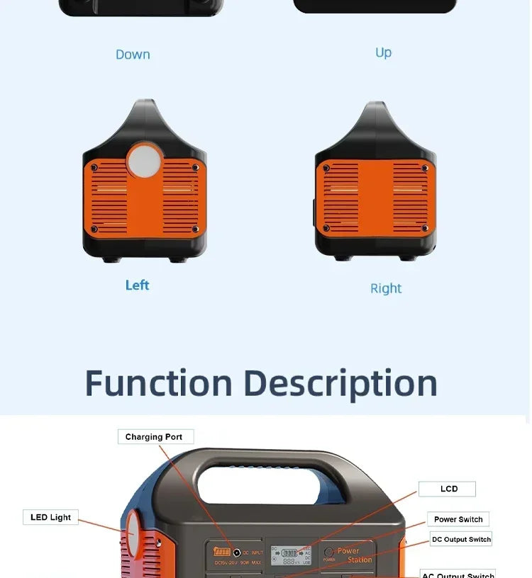300W Portable Power Station, 230Wh LiFePO4, 220V
