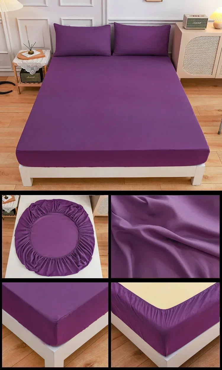 High-Quality Elastic Fitted Sheet – Solid Color Mattress Cover, 80–200cm, Single to King