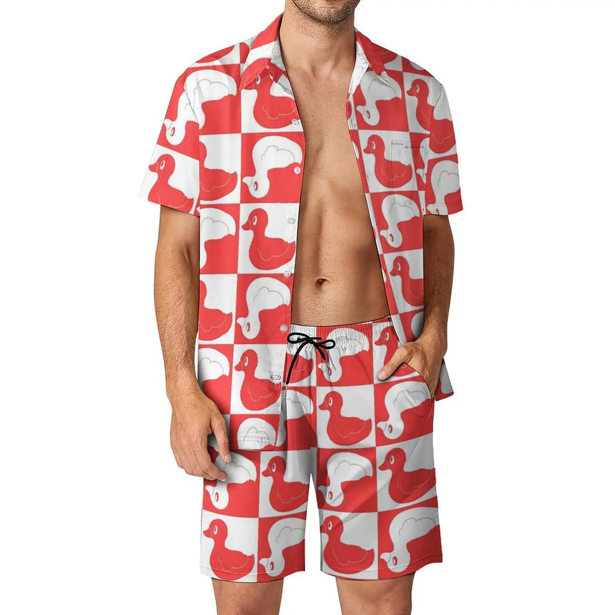Men's Yellow Rubber Duck 3D Print Shirt & Beach Shorts – Hawaiian Streetwear Set
