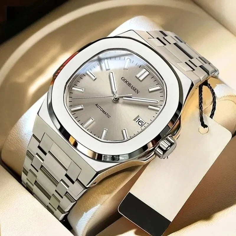 Men's Luxury Steel Strap Quartz Wristwatch | Luminous Waterproof Dress Watch