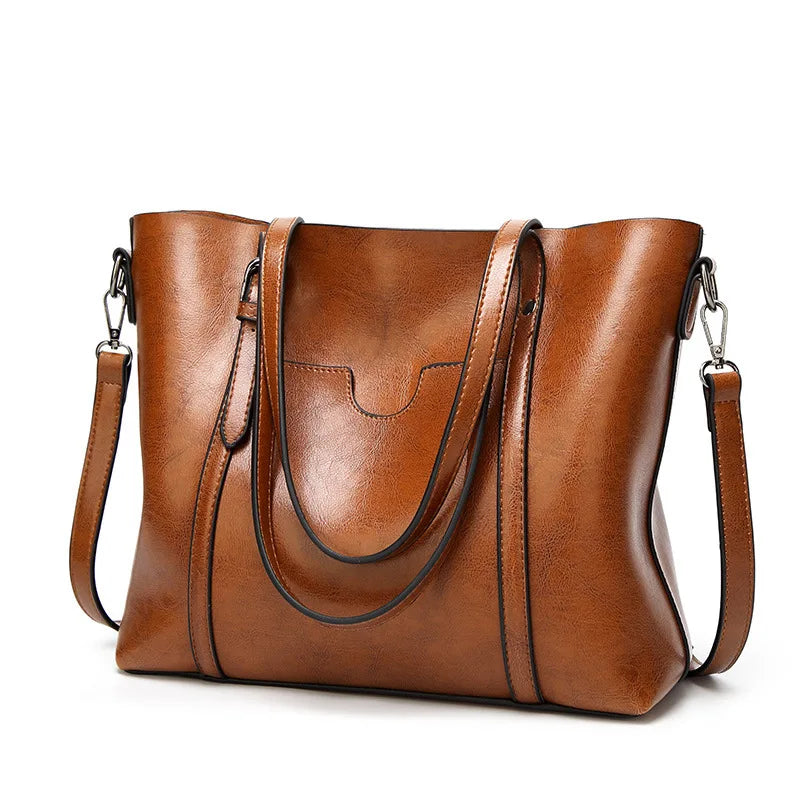 Vintage Oil Wax TPU Shoulder Bag – Hard Shell Tote Crossbody Satchel for Women
