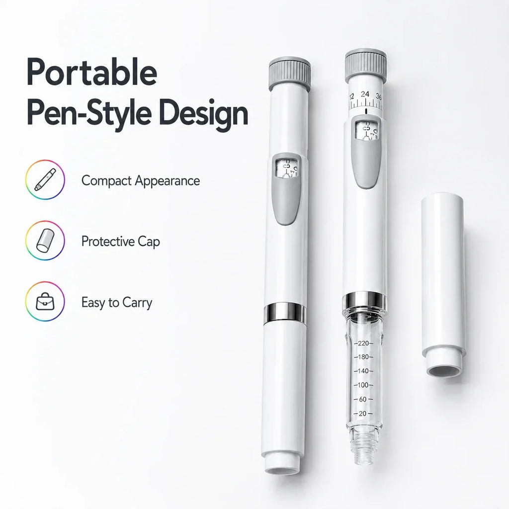 Reusable Insulin Injection Pen – Metal V2 Adjustable 60IU Dose Control with Clear Scale
