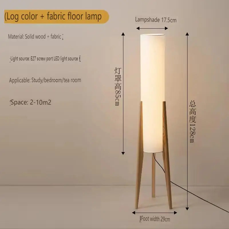 Wood Floor Lamp – Slim Fabric Shade Design