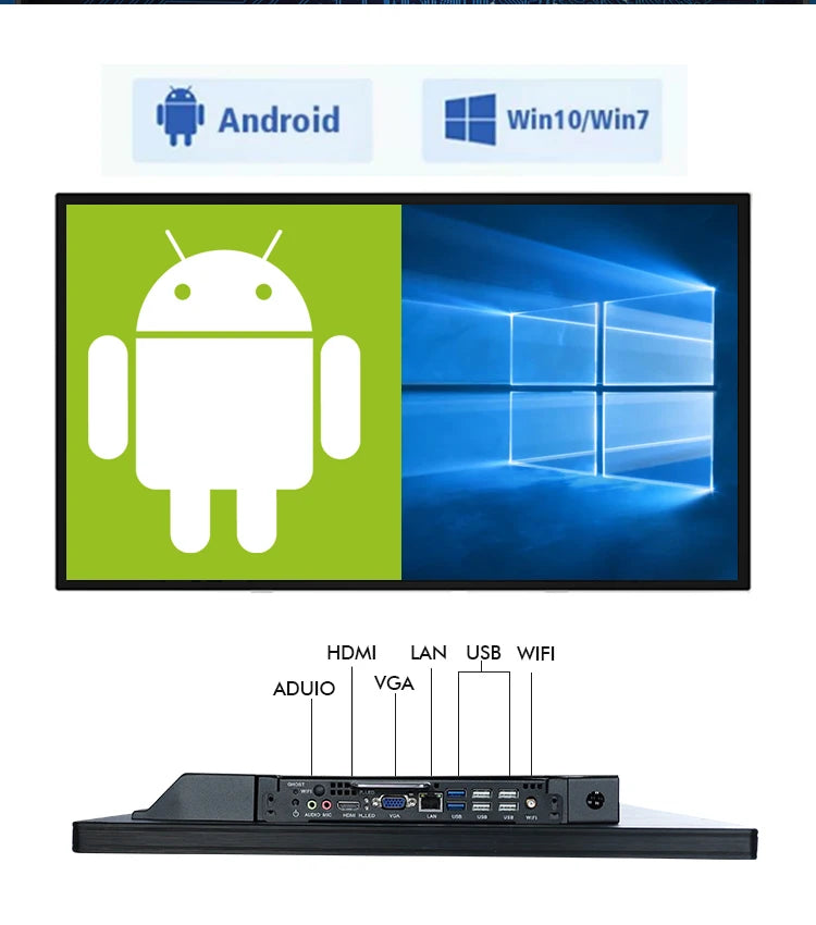 TouchWo Interactive Whiteboard All-in-One Touch Computer – 32" to 65", 1080p, Office & Classroom