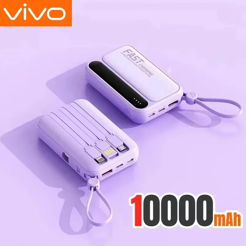 VIVO 500000mAh Power Bank – Built-in 4 Cables Super Fast Charging Portable External Battery 2026