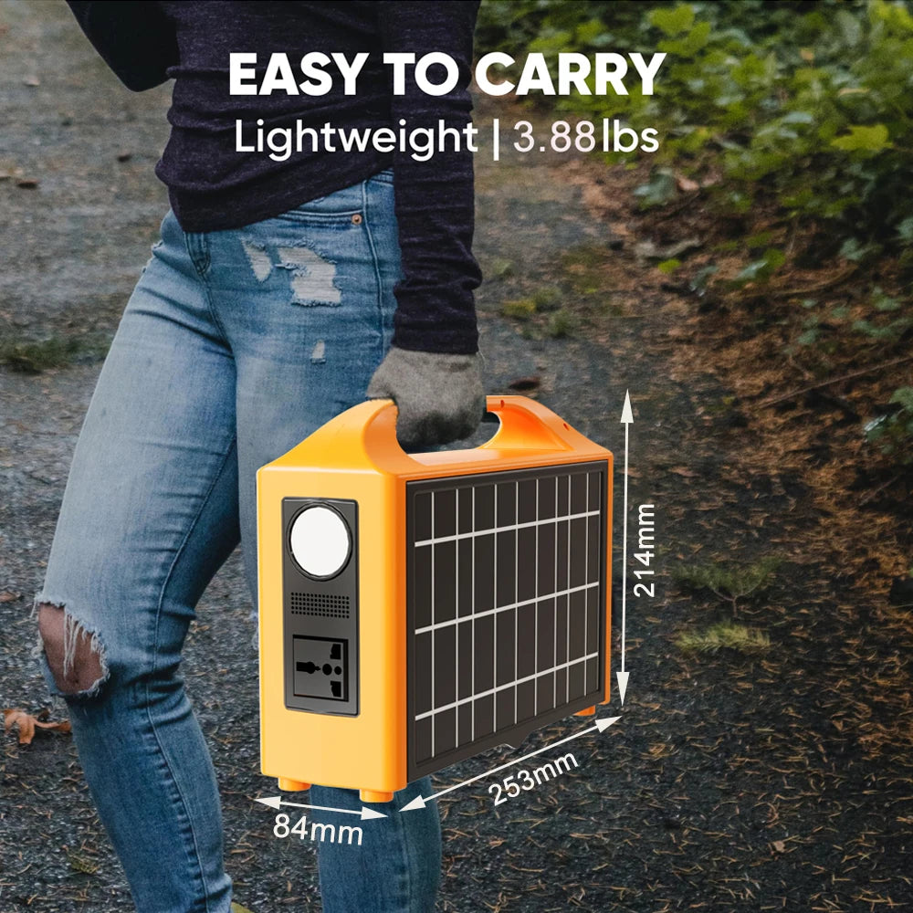 jsdsolar 100W Portable Solar Power Station — AC 110V/220V LiFePO4 Power Bank UPS for Camping & Outdoor